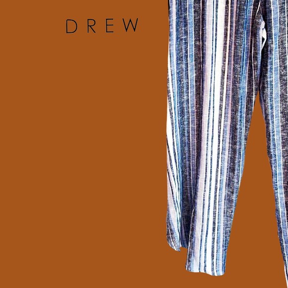 DREW by Anthropologie NEW EMERSON Striped Bandeau Side Slit Leg Jumpsuit M - Picture 11 of 12